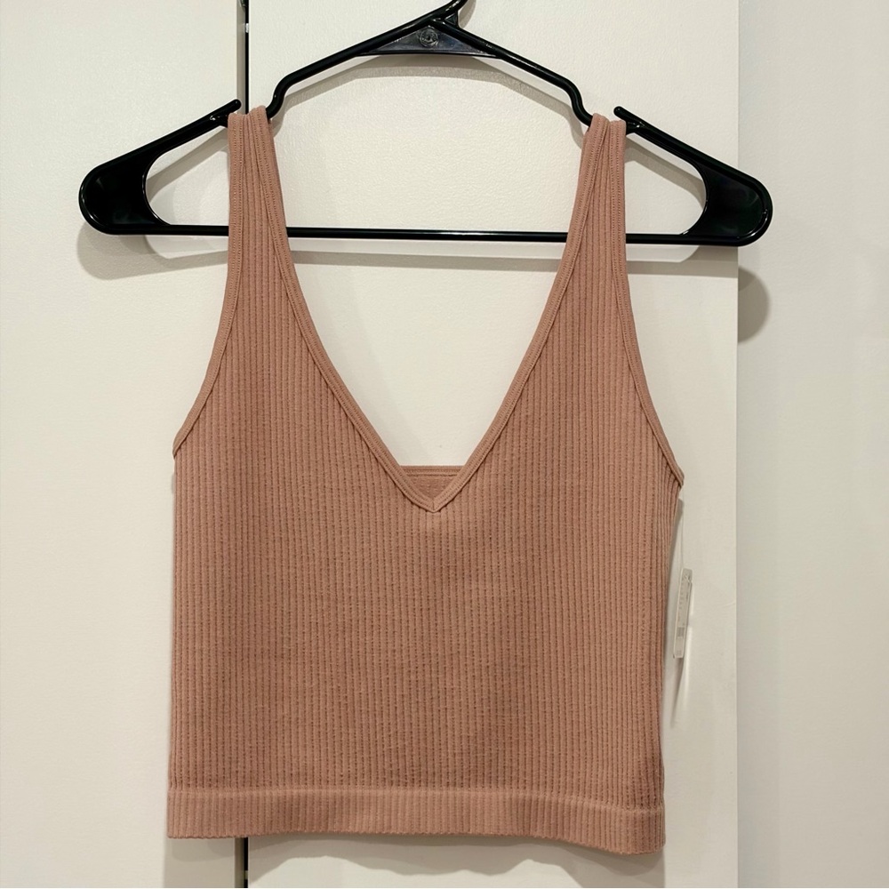 Free People Intimately Solid Rib Brami Size XS / S Almond Beige Nude NWT NEW - Picture 3 of 8